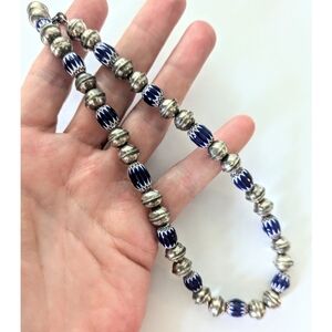 Vintage Navajo Sterling Silver Bench Beads 6 Layer Venetian Trade Bead Necklace